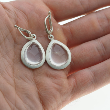 Kolczyki z Kwarcem Różowym w srebrze satynowanym