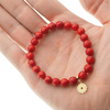 Bransoletka 19 cm - cięty Koral czerwony kulki i srebro złocone