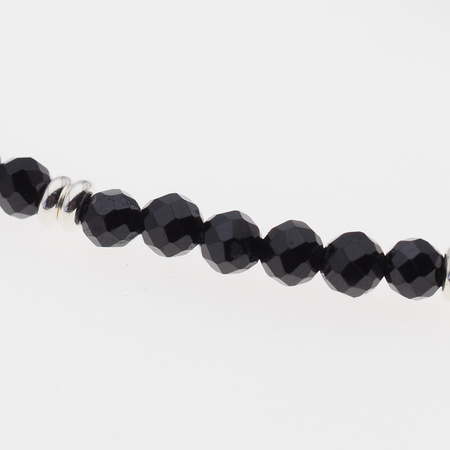 Naszyjnik regulowany - Turmalin czarny fasetowane kulki i srebro