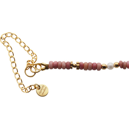 Naszyjnik - Rodonit, Perły, Hematyt złoty i srebro złocone