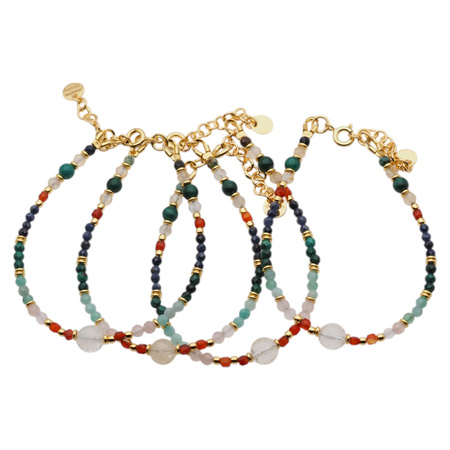 Bransoletka znak zodiaku byk - mix kamieni i srebro złocone