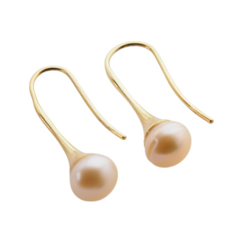 Kolczyki trąbki- łososiowe, okrągłe Perły w srebrze złoconym