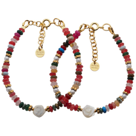 Bransoletka - Mix kamieni i srebro złocone