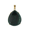 Zawieszka - malachit łza 41x35 mm w srebrze złoconym