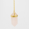 Naszyjnik - Kwarc Różowy sopel w okuciu na łańcuszku