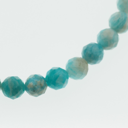 Bransoletka 18,3 cm - Amazonit fasetowane kulki i srebro złocone