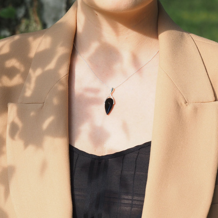 Naszyjnik srebrny - Onyks łza na łańcuszku