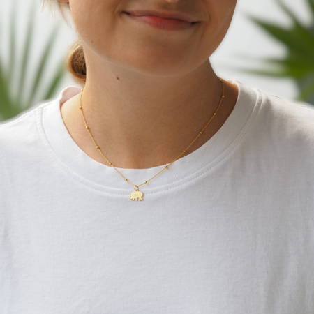 Naszyjnik ze słoniem z podniesioną trąbą- srebro złocone