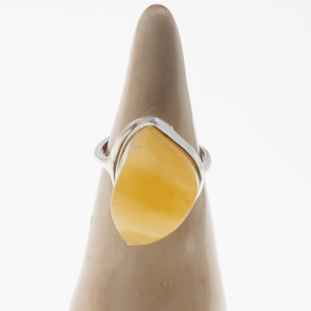 Pierścionek regulowany - Mleczny Bursztyn w srebrze