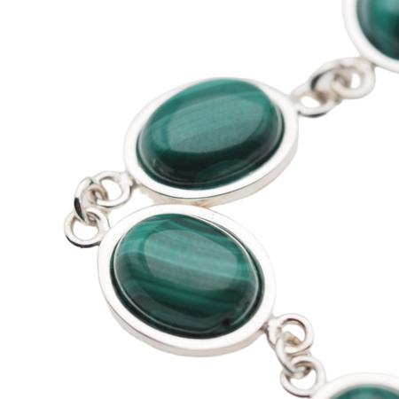 Bransoletka z owalnym malachitem w srebrze