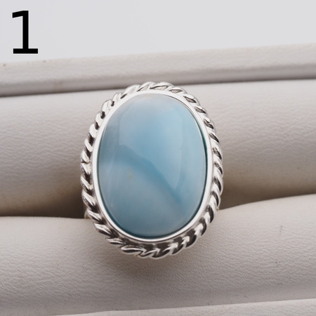 Pierścionek regulowany - owalny Larimar w srebrze