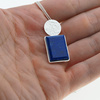 Naszyjnik srebrny z Lapisem Lazuli w kształcie prostokąta