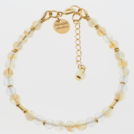 Bransoletka - Cytryn kulki i srebro złocone