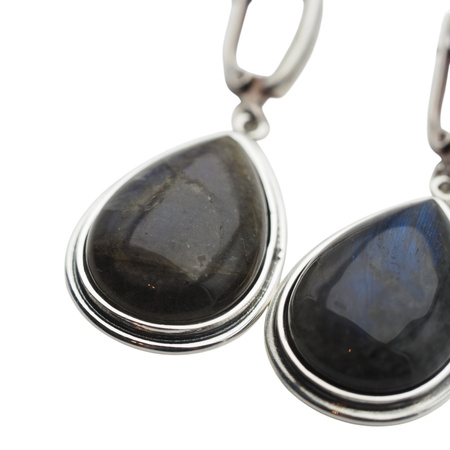 Kolczyki z Labradorytem w srebrze oksydowanym