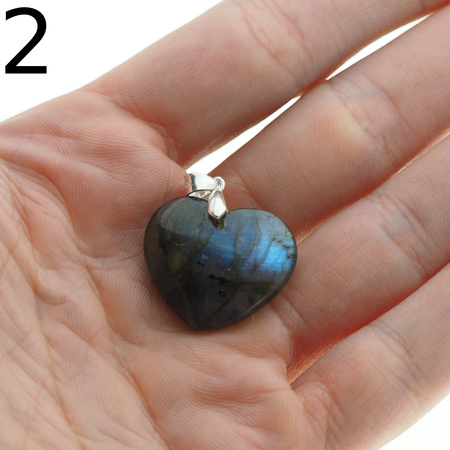 Zawieszka - Labradoryt serce w srebrze