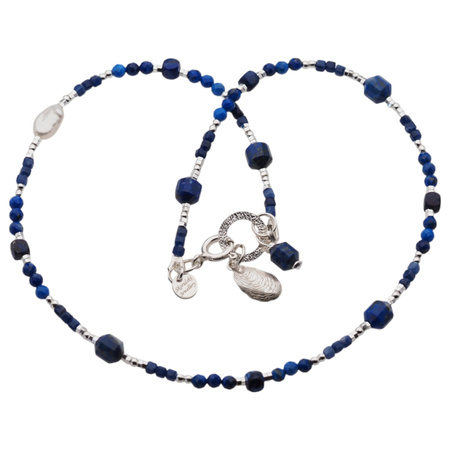 Naszyjnik - Lapis Lazuli, Perła, Hematyt i srebro
