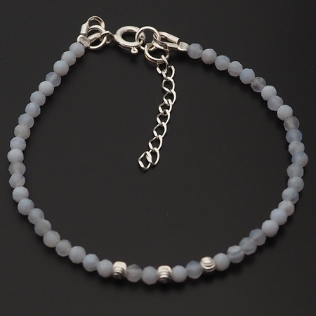 Bransoletka - fasetowany Chalcedon i srebro