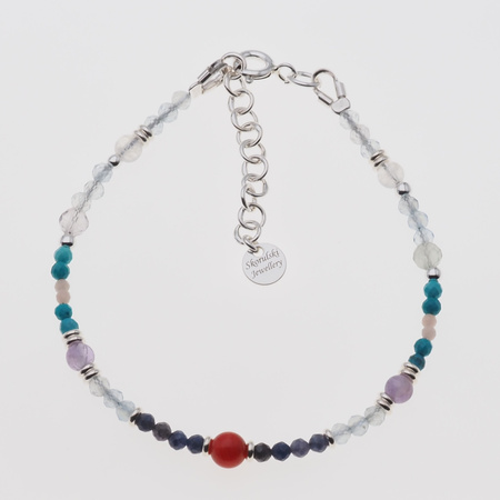 Bransoletka znak zodiaku ryby - mix kamieni i srebro