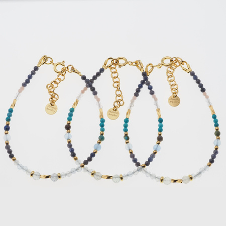 Bransoletka znak zodiaku wodnik - mix kamieni i srebro złocone