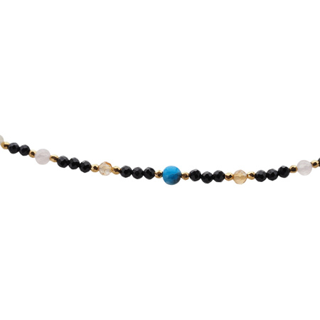 Naszyjnik mix - Turmalin, cytryn, apatyt i srebro złocone