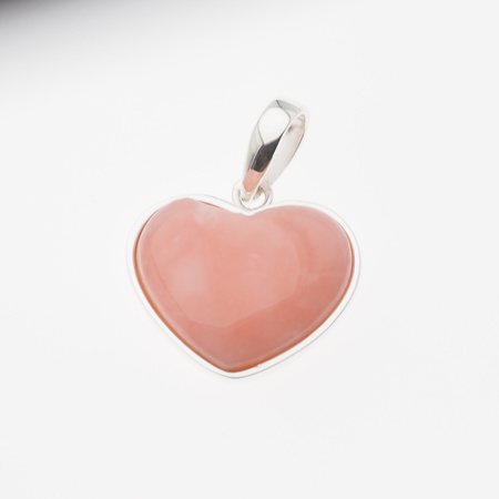 Zawieszka - Opal Różowy serce w srebrze