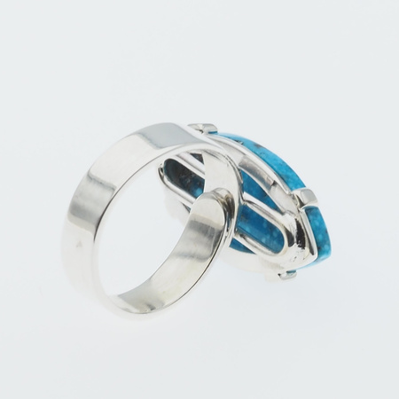 Pierścionek regulowany - Turkus markiza w srebrze