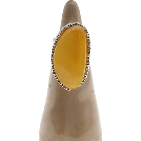 Pierścionek regulowany - Mleczny Bursztyn w srebrze