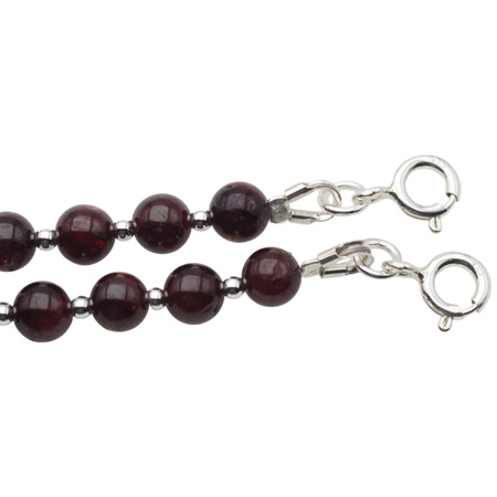 Naszyjnik z Granatem, Kryształem Górskim i Hematytem – srebro 925