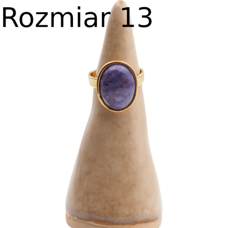 Pierścionek regulowany z Czaroitem w srebrze podwójnie złoconym