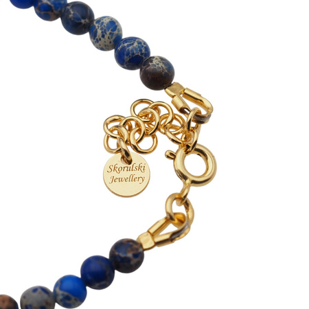 Bransoletka z sercem - Jaspis cesarski niebieski i srebro złocone