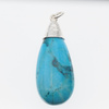 Zawieszka - Turkus łza 34x15 mm w srebrze młotkowanym