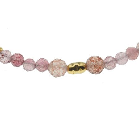 Bransoletka - Kwarc Arbuzowy, Hematyt i srebro złocone