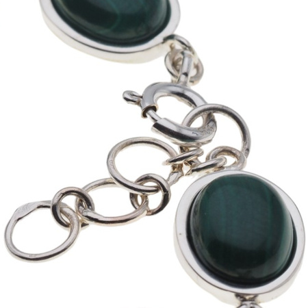 Bransoletka z owalnym malachitem w srebrze