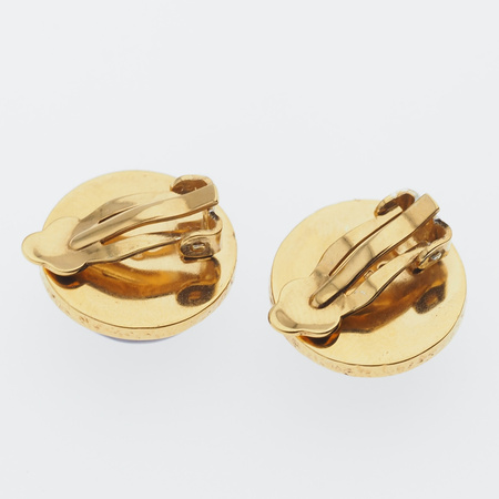 Klipsy - Czaroit koło 15 mm w złoconym srebrze młotkowanym