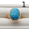 Pierścionek regulowany - Turkus owalny w złoconym srebrze młotkowanym
