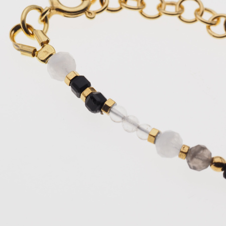 Bransoletka znak zodiaku Koziorożec - mix kamieni i srebro złocone