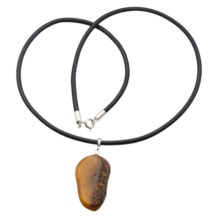 Naszyjnik  na rzemieniu - surowy Bursztyn