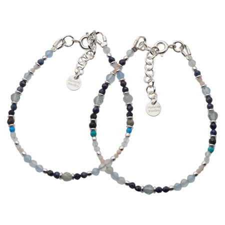 Bransoletka znak zodiaku wodnik - mix kamieni i srebro