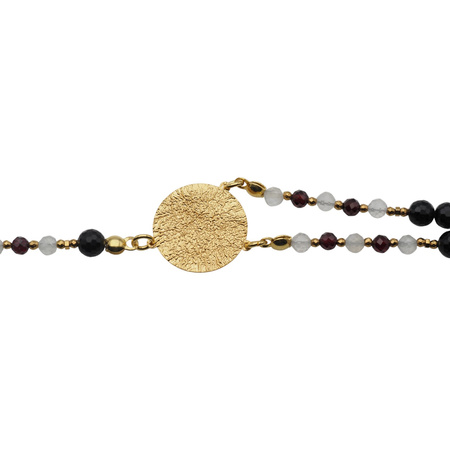 Naszyjnik z Turmalinem, Cytrynem i Granatem – ręcznie wykonany, srebro pozłacane 925