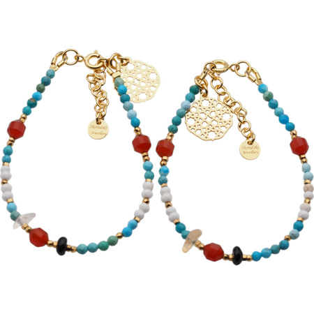 Bransoletka - Turkus, cytryn, onyks czerwony i srebro złocone