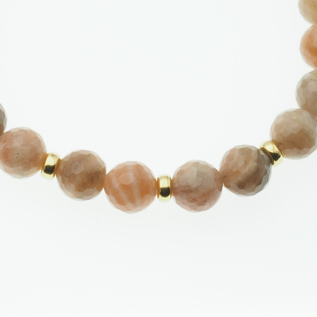 Bransoletka 18,2 cm - fasetowany Kamień Słoneczny kulki 8mm i srebro złocone