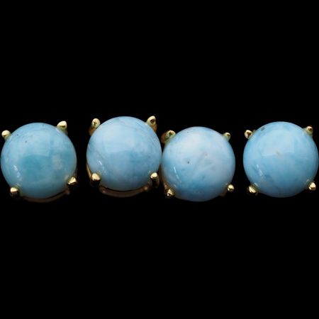 Kolczyki sztyfty - Larimar okrągły i srebro złocone