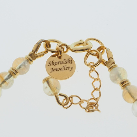 Bransoletka - Cytryn kulki i srebro złocone