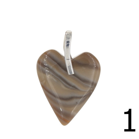 Zawieszka serce - Krzemień Pasiasty i srebro