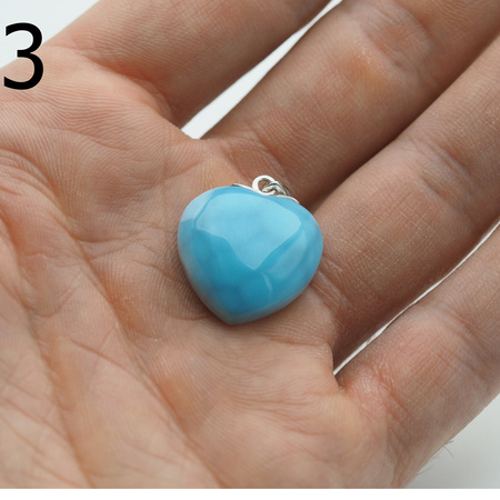 Zawieszka - larimar serce w srebrze rodowanym