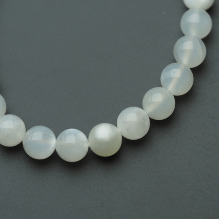 Bransoletka 18 cm - Kamień Księżycowy kulki i srebro złocone