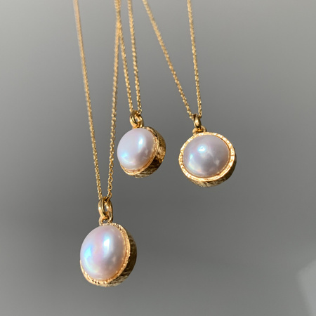 Naszyjnik srebrny złocony - Perła okrągła na łańcuszku