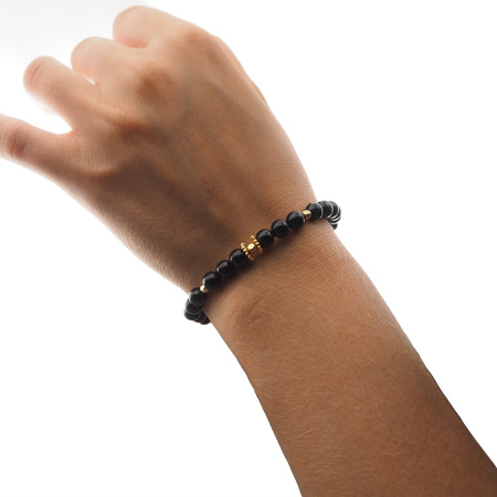 Bransoletka - Turmalin czarny i srebro złocone