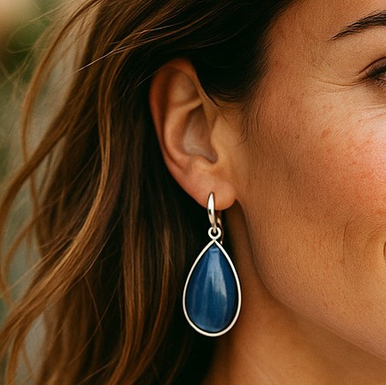 Kolczyki z kyanitami w srebrze - łzy