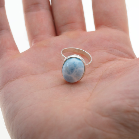 Pierścionek regulowany - owalny Larimar 16x12 mm w srebrze